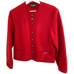 Geiger of Austria - Red Wool jacket, metal buttons, Women EU size 38, US size 6